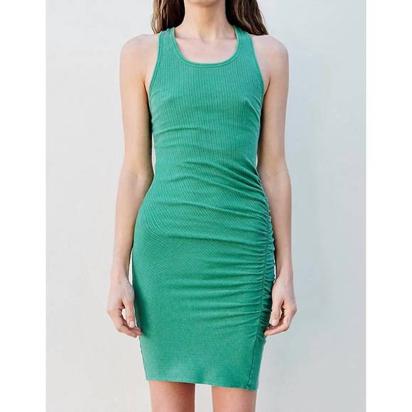 NEW SUNDRY side shirred mini dress in meadow pigment - Picture 2 of 3